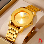 Elegant women's quartz watch with round dial