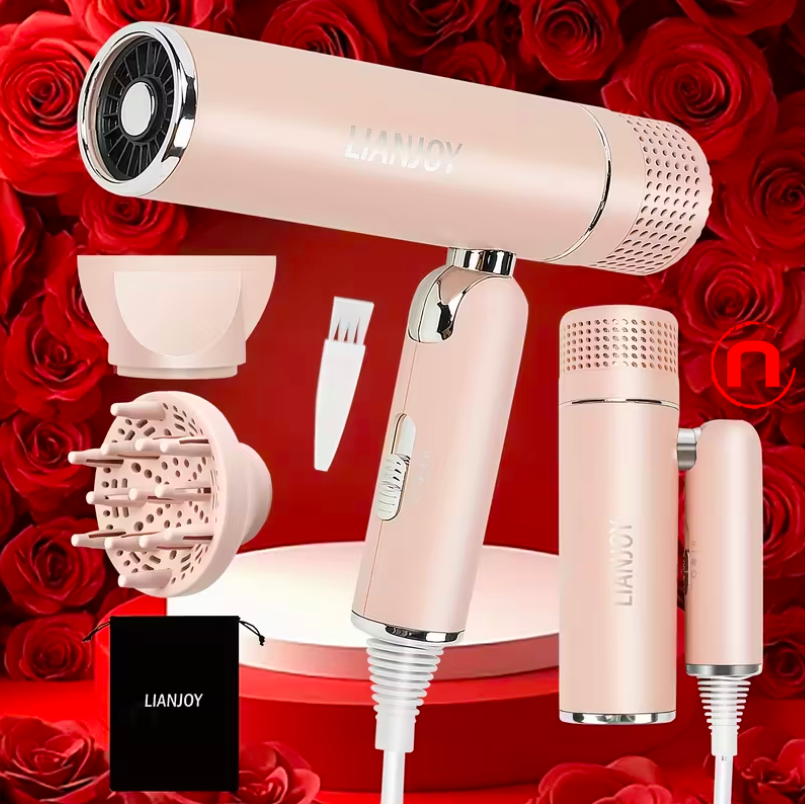 Foldable Hair Dryer with Diffuser for Curly Hair