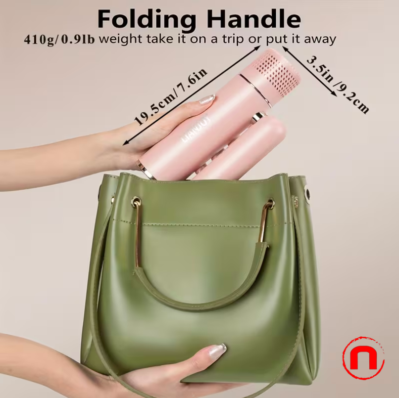 Foldable Hair Dryer with Diffuser for Curly Hair