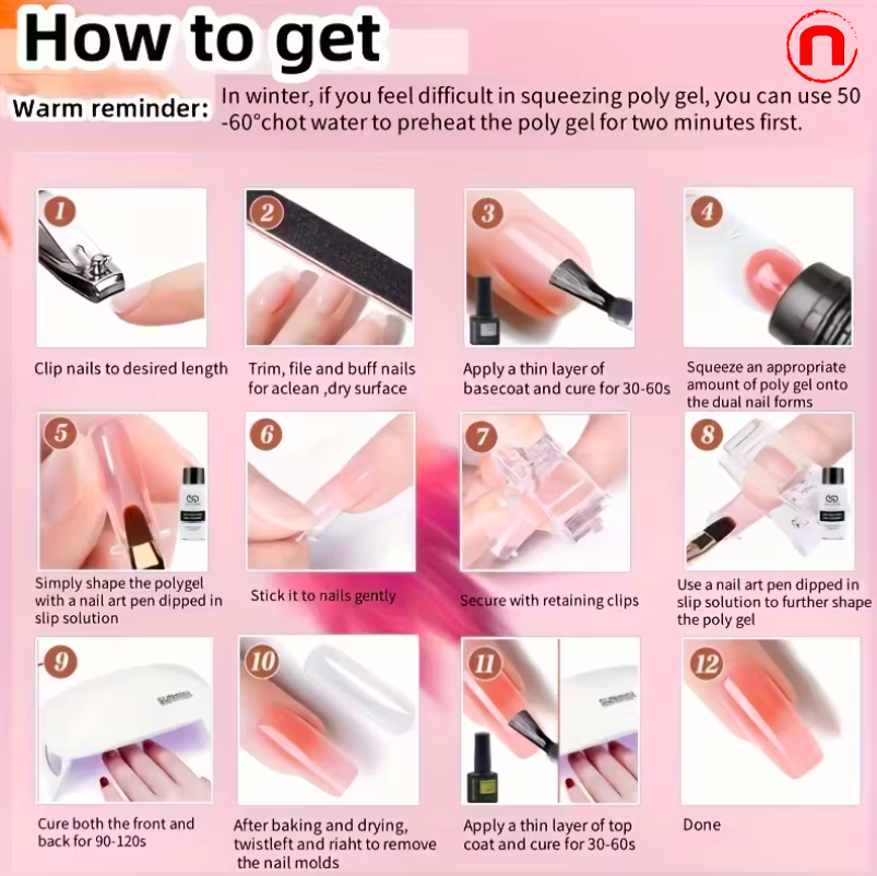 Kit de manicura de poligel de 12 piezas