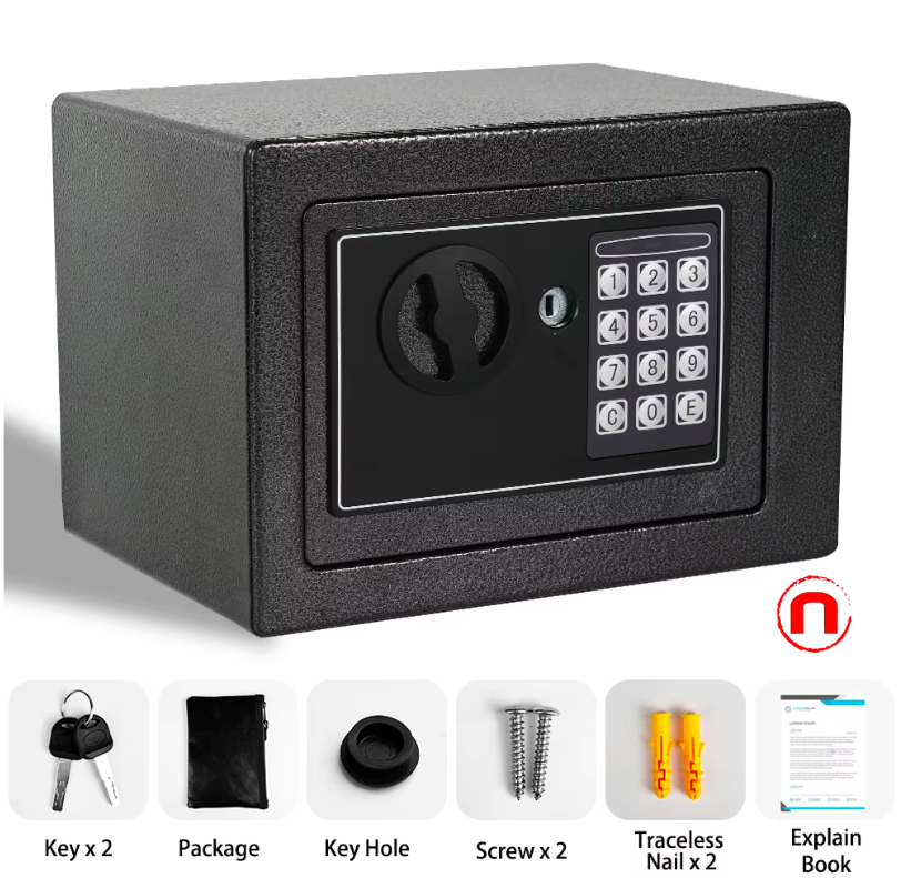 Caja Fuerte Ignífuga con Bolsa de Dinero Ignífuga y Luz con Sensor