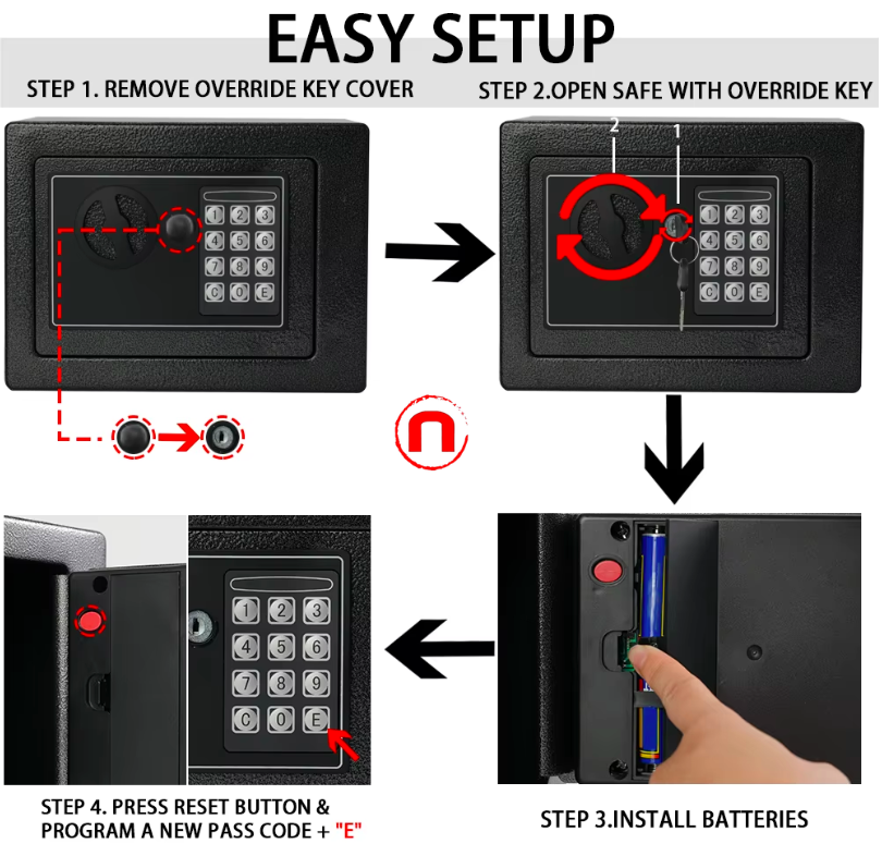 Fireproof Safe with Fireproof Money Bag and Sensor Light