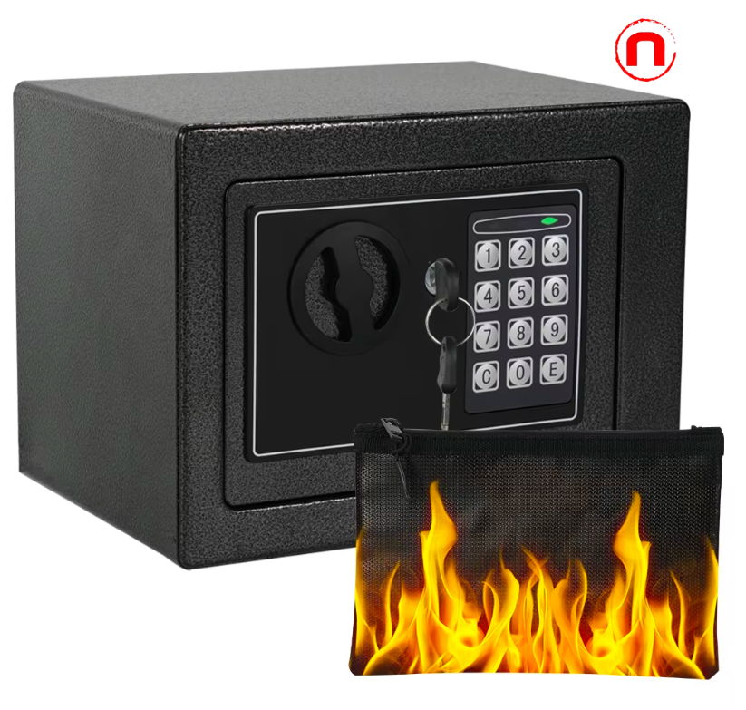 Caja Fuerte Ignífuga con Bolsa de Dinero Ignífuga y Luz con Sensor