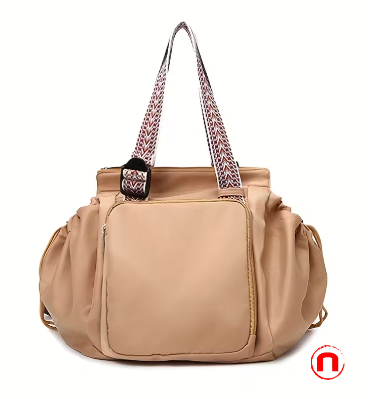 Gym bag with drawstring and multiple pockets