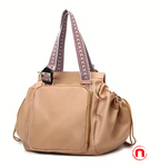 Gym bag with drawstring and multiple pockets