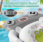 Improved foldable baby bathtub with liner and thermometer