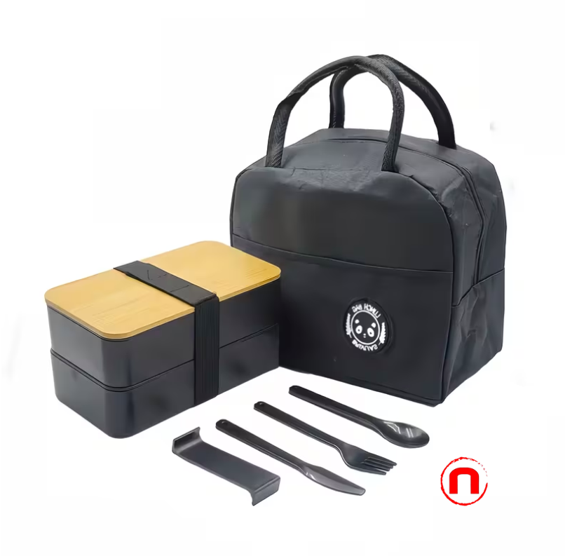 Double Layer Japanese Style Lunch Box with Thermal Bag
