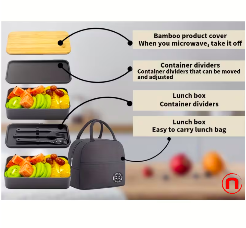 Double Layer Japanese Style Lunch Box with Thermal Bag