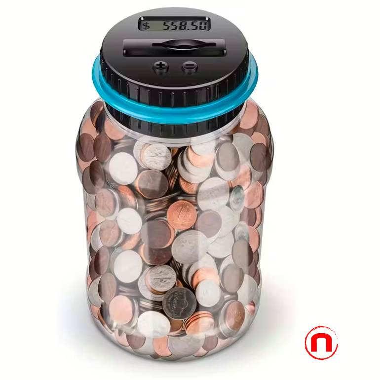 Piggy bank, coin counter