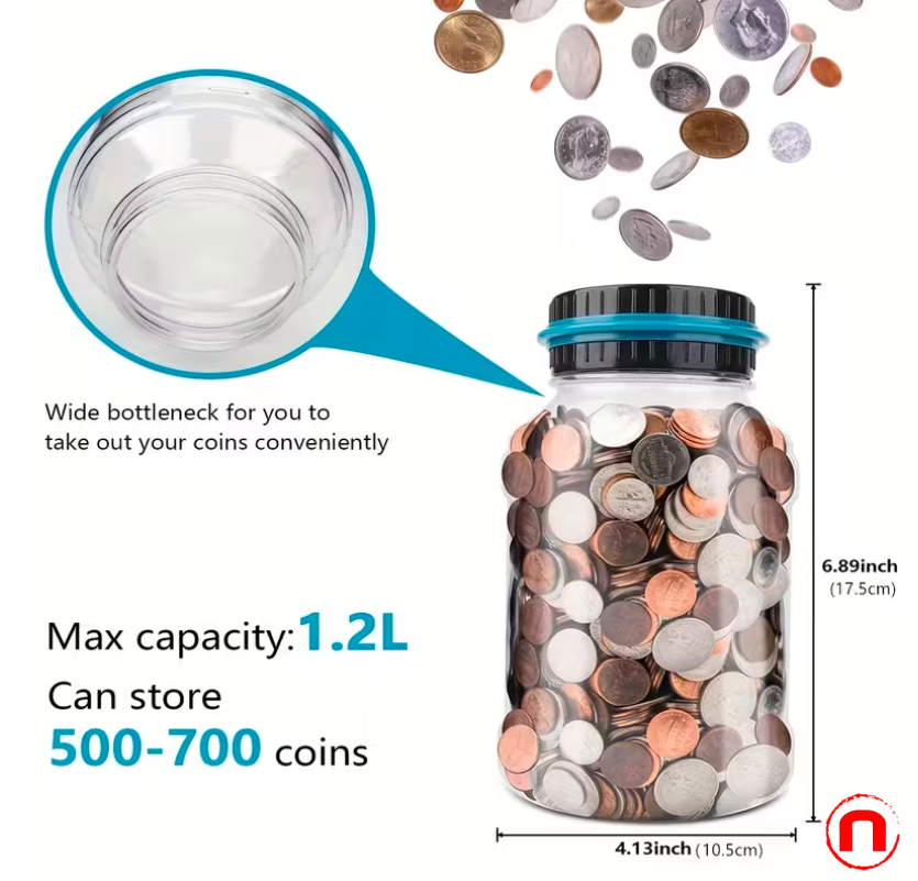 Piggy bank, coin counter