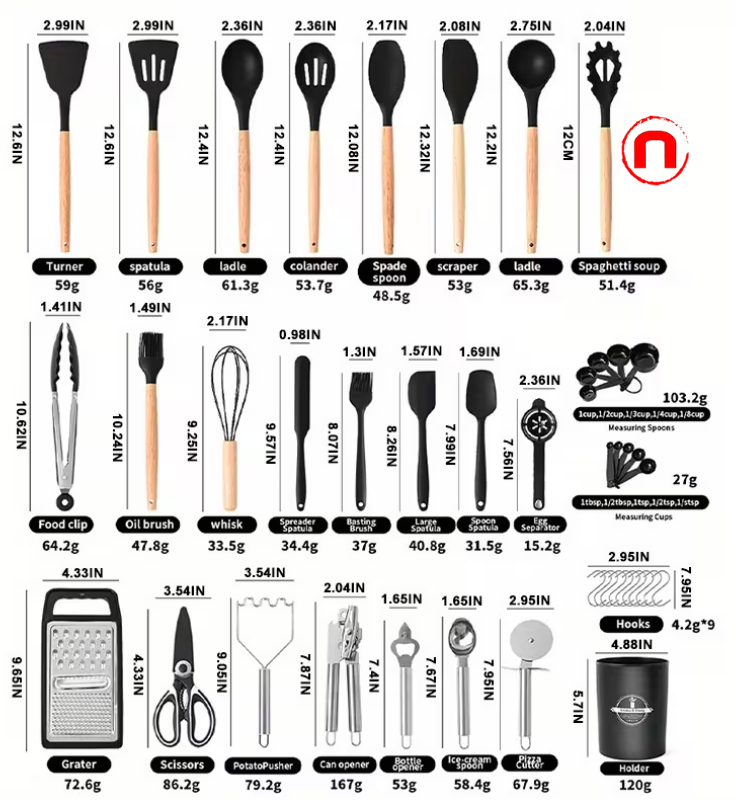 44-piece kitchen utensil set