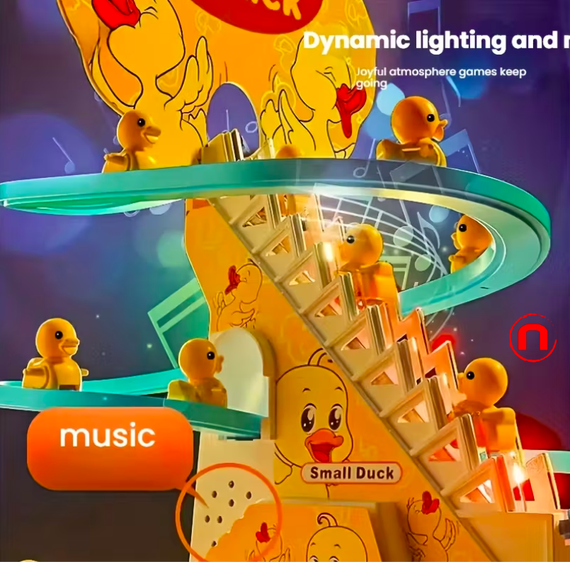 Electric yellow duck toy with slide