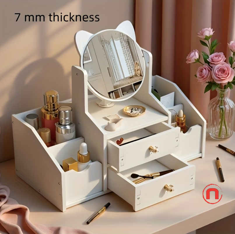 Large Upgraded Cat Ear Jewelry Box with Mirror