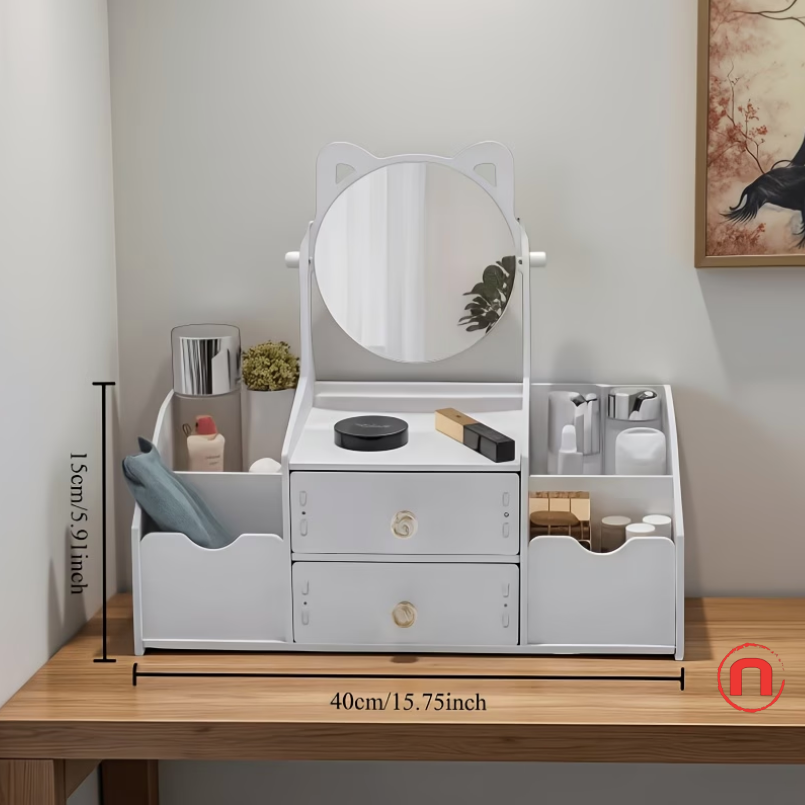 Large Upgraded Cat Ear Jewelry Box with Mirror