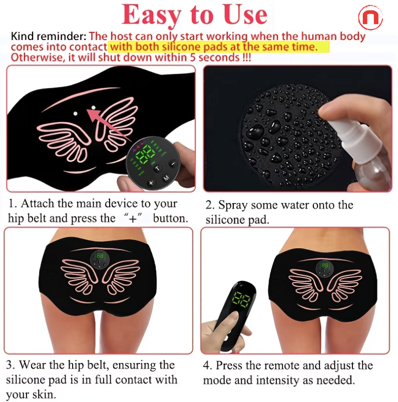 Electric Hip Trainer & Muscle Stimulator with Remote Control