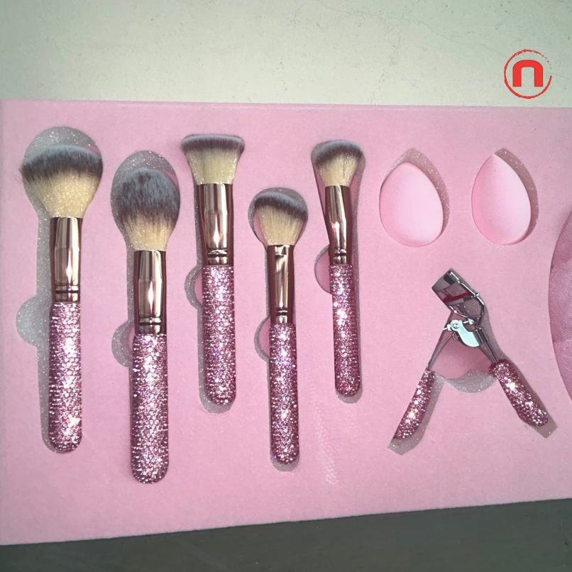 Juego de 23 brochas de maquillaje premium con purpurina