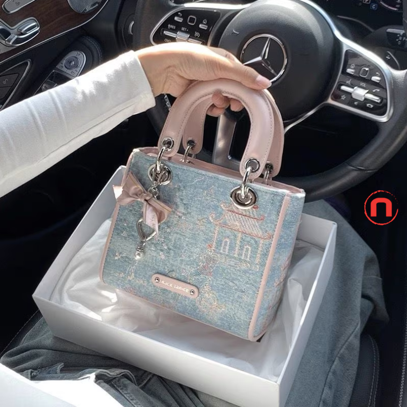 Chinese-Inspired Color Block Handbag for Women