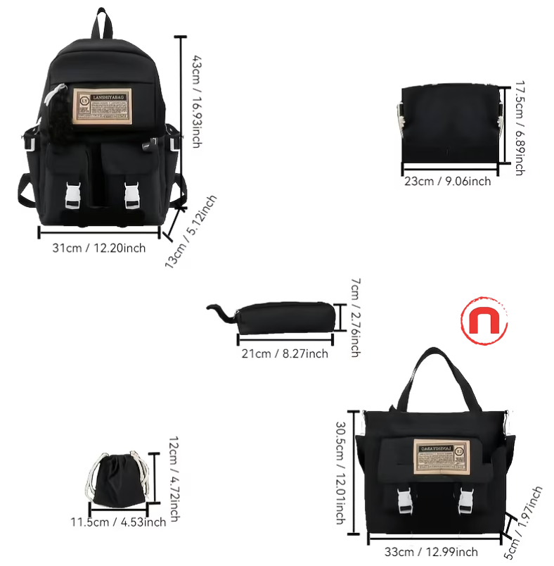 Set de mochila escolar de 5 piezas