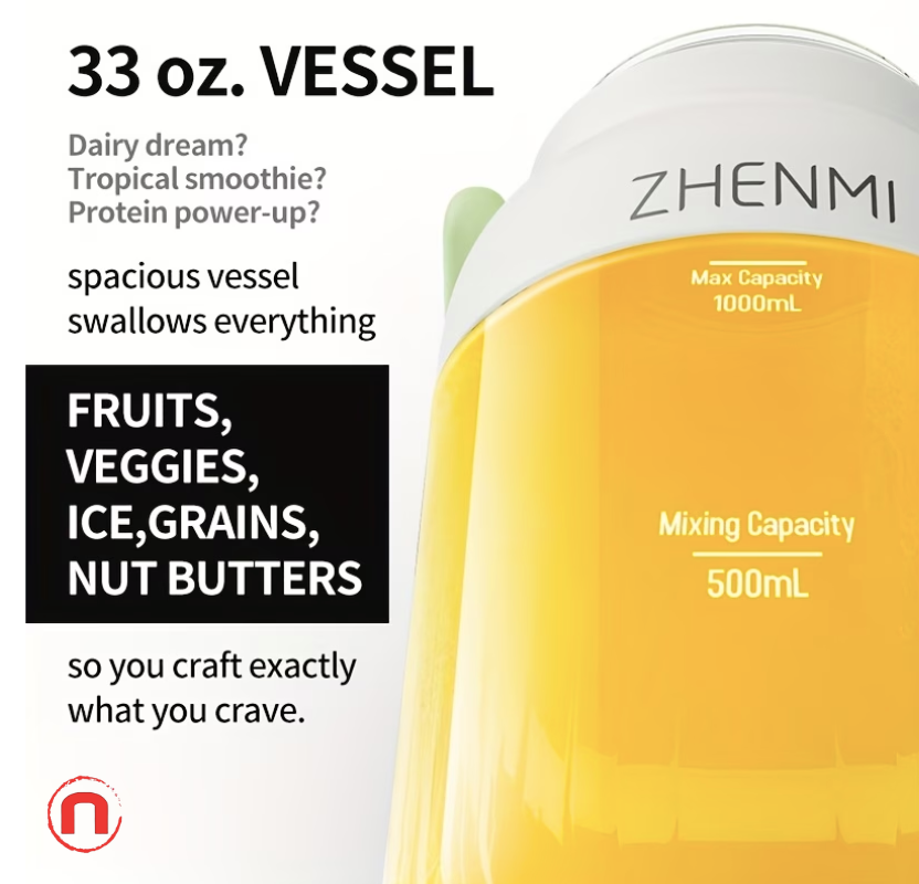 Portable Blender Juicer – 33oz USB-C Rechargeable (Sweet Pink)