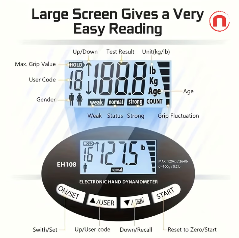 DRASPOTEE Electronic Hand Grip Strength Trainer – Up to 264lbs (120kg)