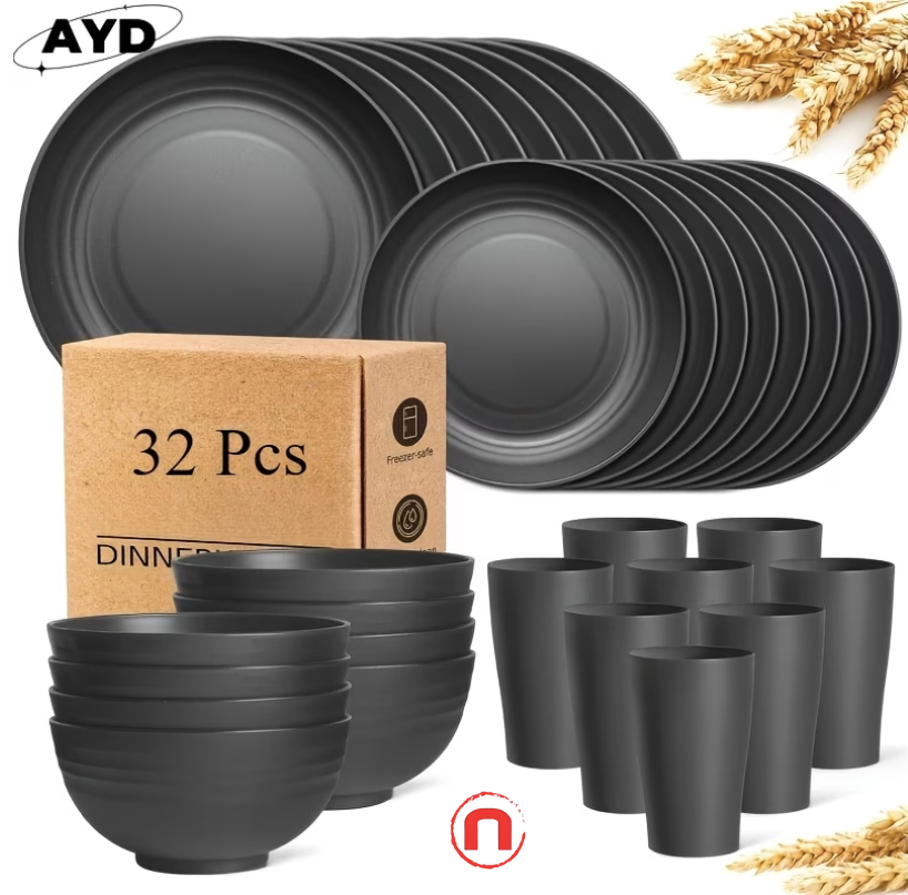 Wheat Straw Dinnerware Set – 32 Pieces