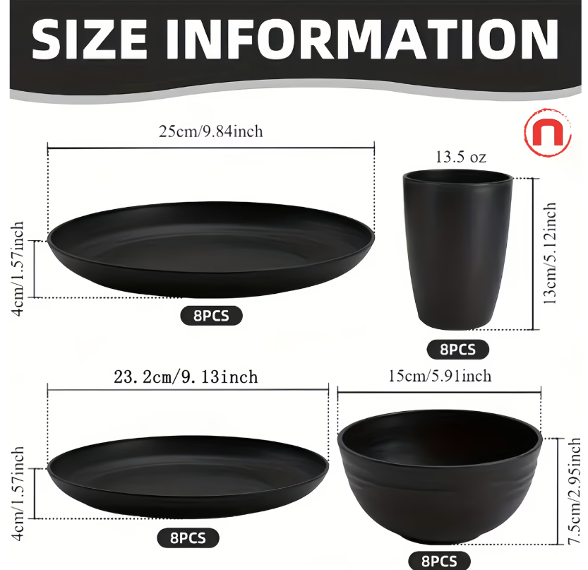 Wheat Straw Dinnerware Set – 32 Pieces