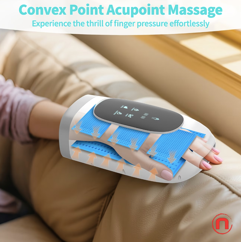 Hand Massager with Heat & Compression – Portable Rechargeable Relief