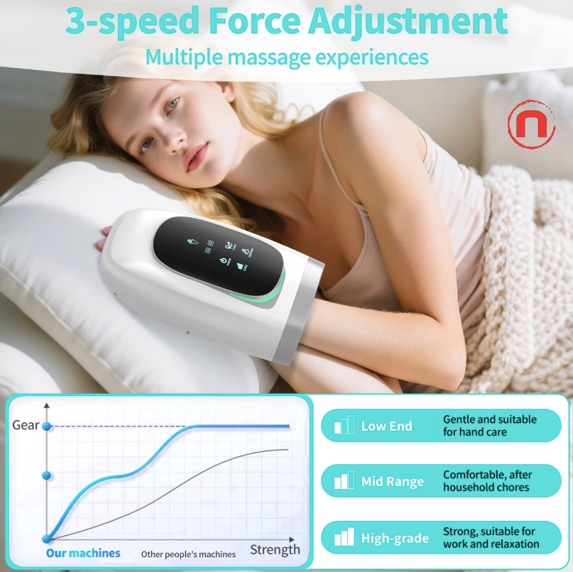 Hand Massager with Heat & Compression – Portable Rechargeable Relief