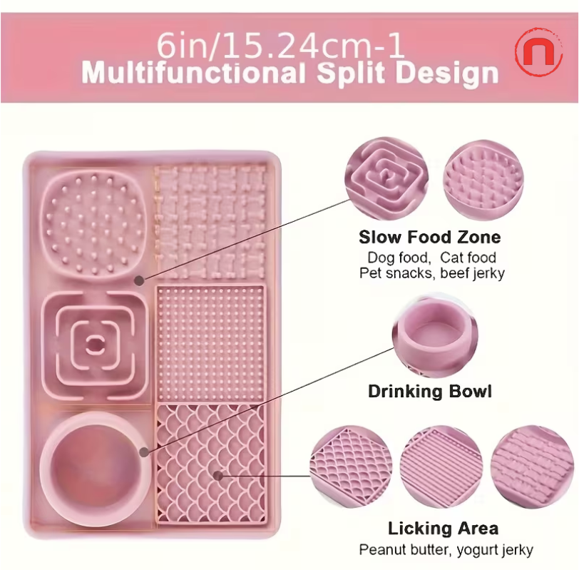 🐾 6-in-1 Slow Feeder Lick Mat