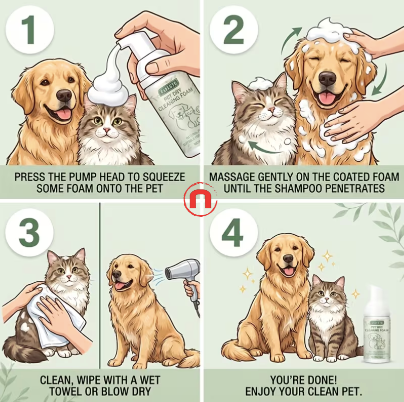 FAELUTE No-Rinse Dry Cleaning Foam for Pets 🐾✨