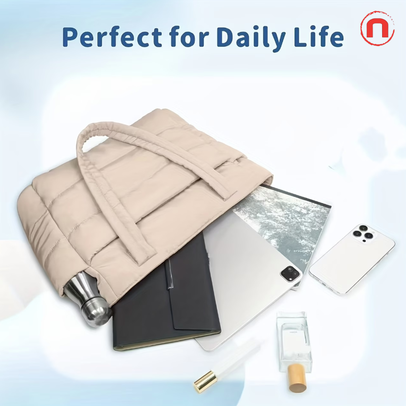 2-Piece Large Capacity Quilted Tote Bag Set for Women 👜✨🤍