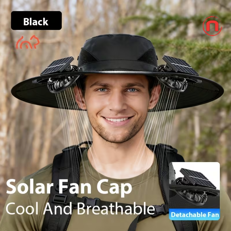 Solar Hat with Dual USB Fans 🌞🧢❄️
