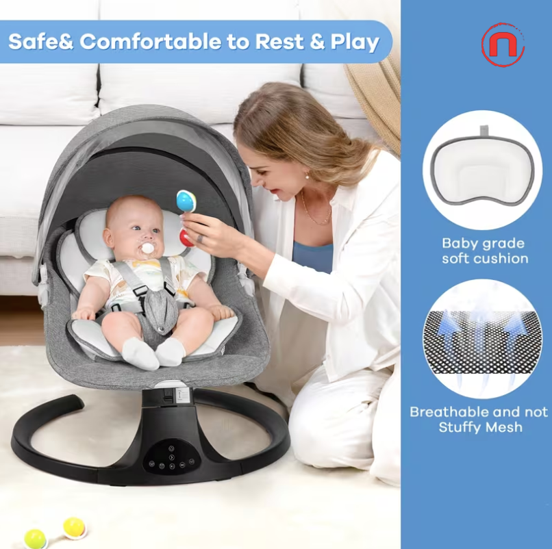 Baby Swing with 5 Speeds & 10 Soothing Lullabies 👶🎶✨