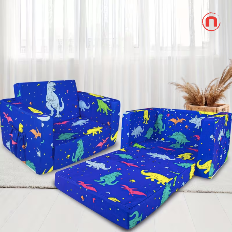2-in-1 Foldable Kids Sofa Bed 🦖💙🛋️