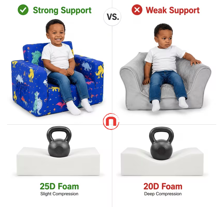 2-in-1 Foldable Kids Sofa Bed 🦖💙🛋️