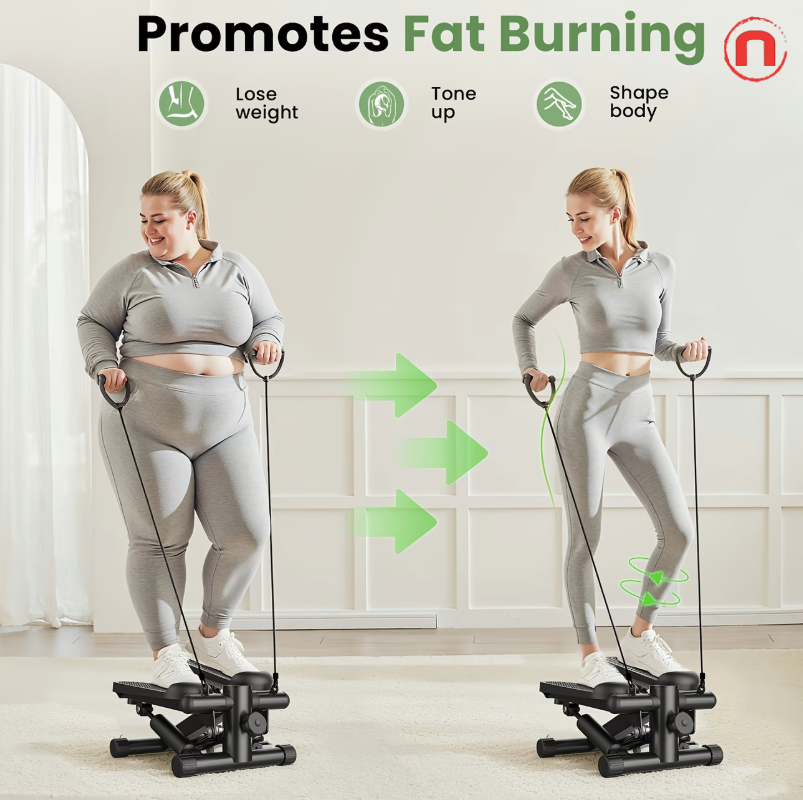 Mini Exercise Stepper with Resistance Bands 🏋️‍♀️🔥🖤