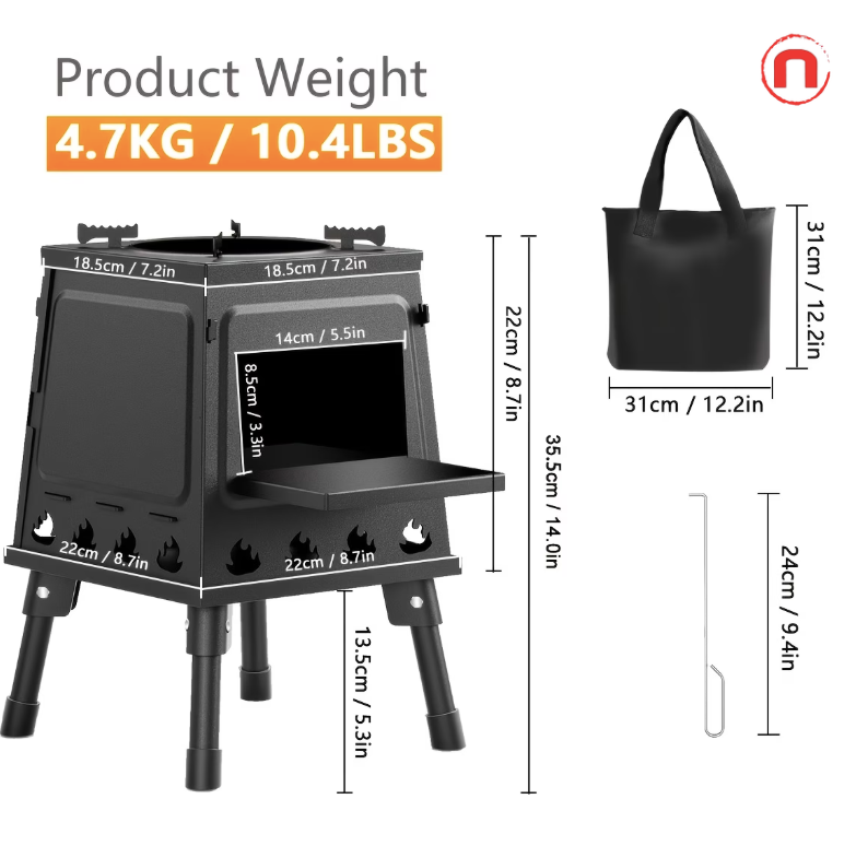 Portable Wood Burning Camping Stove 🔥🏕️🍳