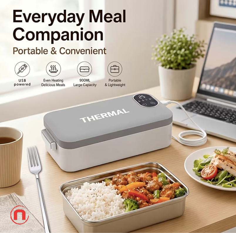 3-in-1 Heated Bento Lunch Box with LED Display 🍱🔥✨