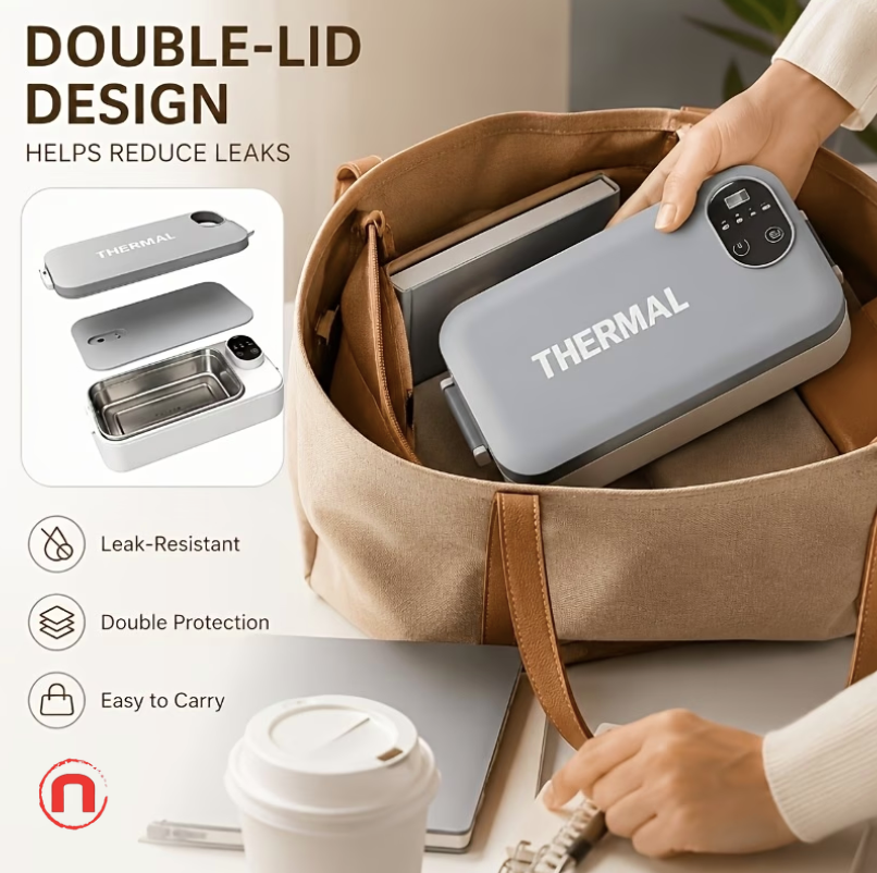 3-in-1 Heated Bento Lunch Box with LED Display 🍱🔥✨