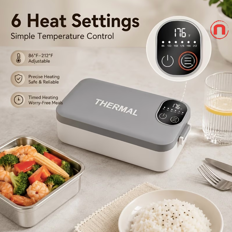 3-in-1 Heated Bento Lunch Box with LED Display 🍱🔥✨