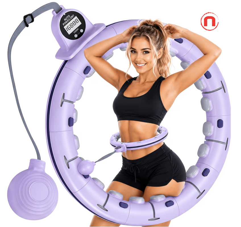Weighted Fitness Hoop with 13 Detachable Knots 💜🔥🏋️‍♀️