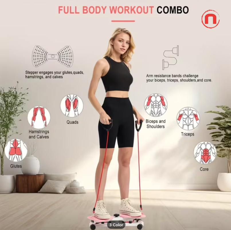 Waist Twisting Exercise Board with Resistance Bands 💖🔥🏋️‍♀️