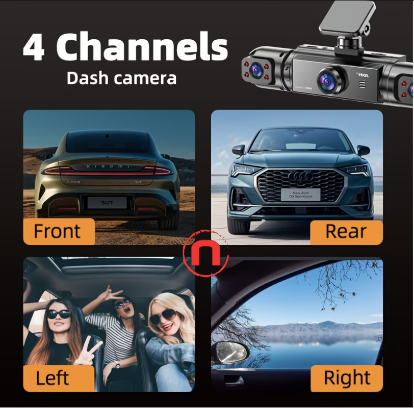 🚗📹 360° 4-Channel Dash Cam System | Full Vehicle Security 🛡️