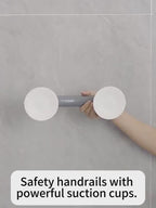 2 pieces of heavy-duty, no-drill bathroom grab bars with suction cup base