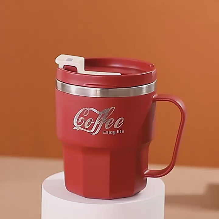 Taza de Café de Acero Inoxidable de Doble Aislamiento con Tapa