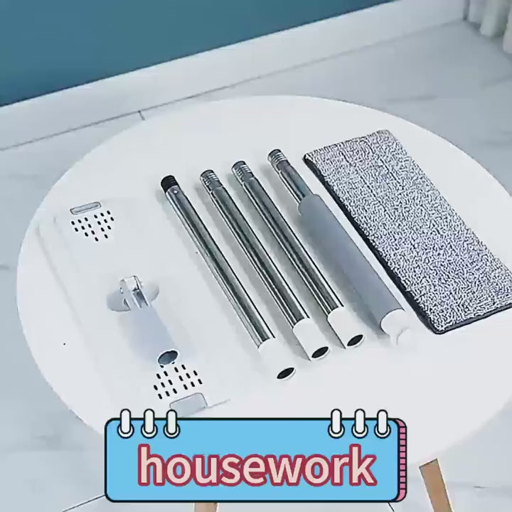 Hands-free floor mop with bucket, for wet and dry cleaning, ideal for bedroom, kitchen, living room and bathroom