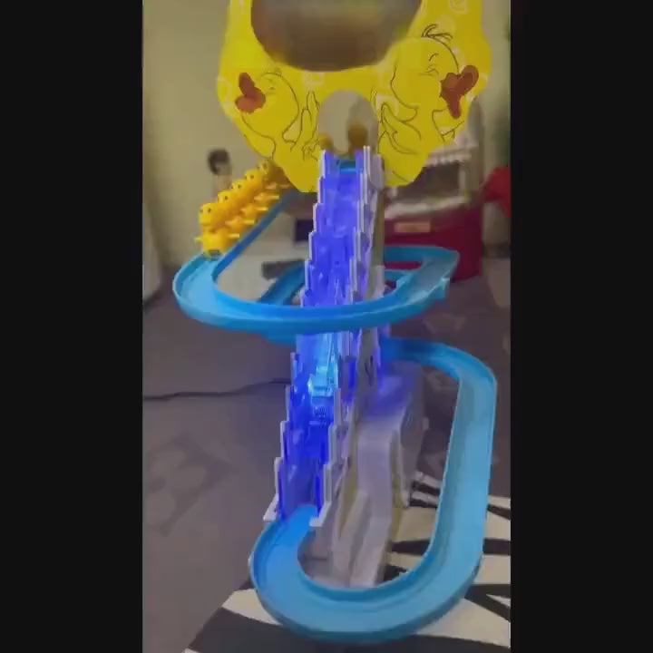 Electric yellow duck toy with slide