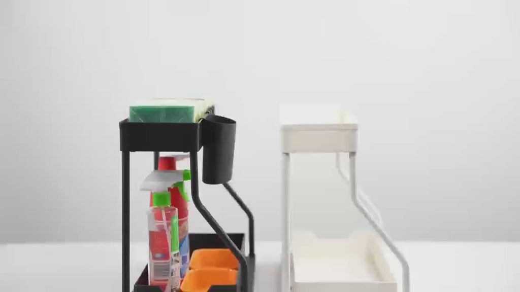 2-Piece Under Sink Organizer with Sliding Shelves - Durable and Removable Cabinet Organizer for Bathroom and Kitchen
