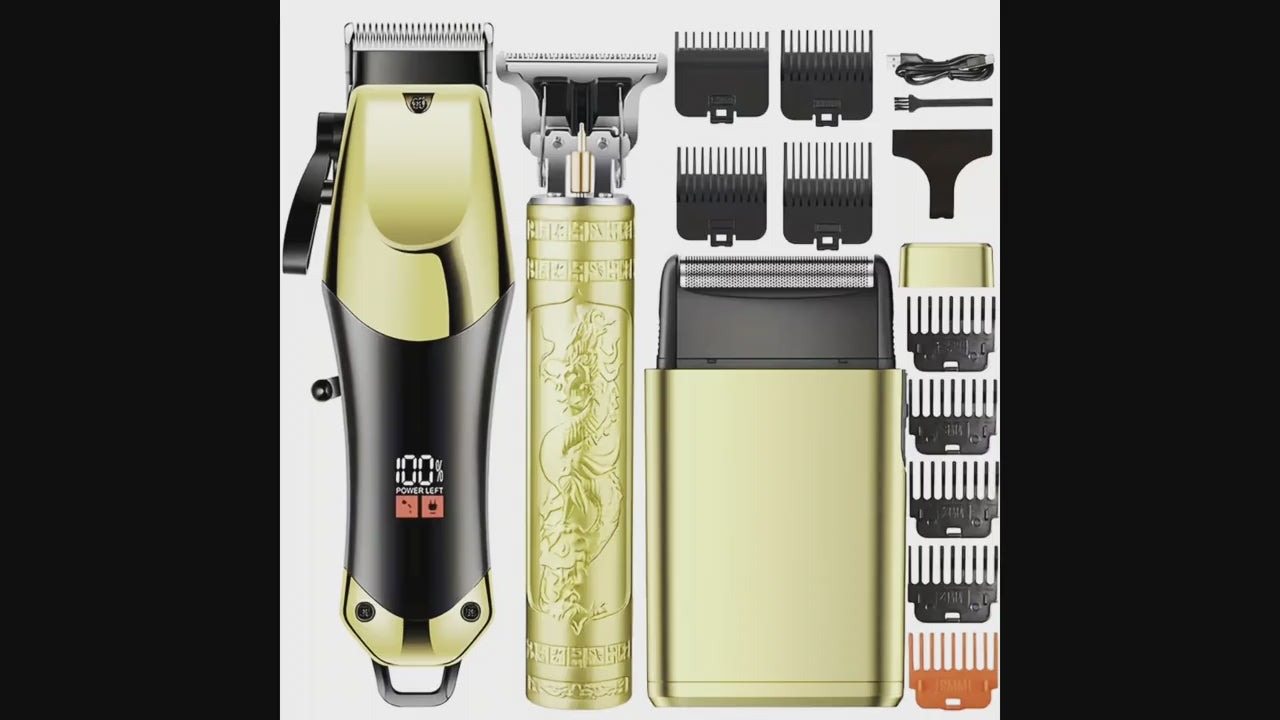 Men’s Beard & Hair Grooming Kit ✂️ | USB Rechargeable Trimmer + Electric Shaver — Precision & Style in One