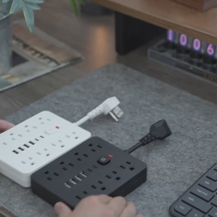 Regleta con protector de sobretensión 14 en 1 con 8 tomas de CA, 4 puertos USB-A y 2 puertos USB-C